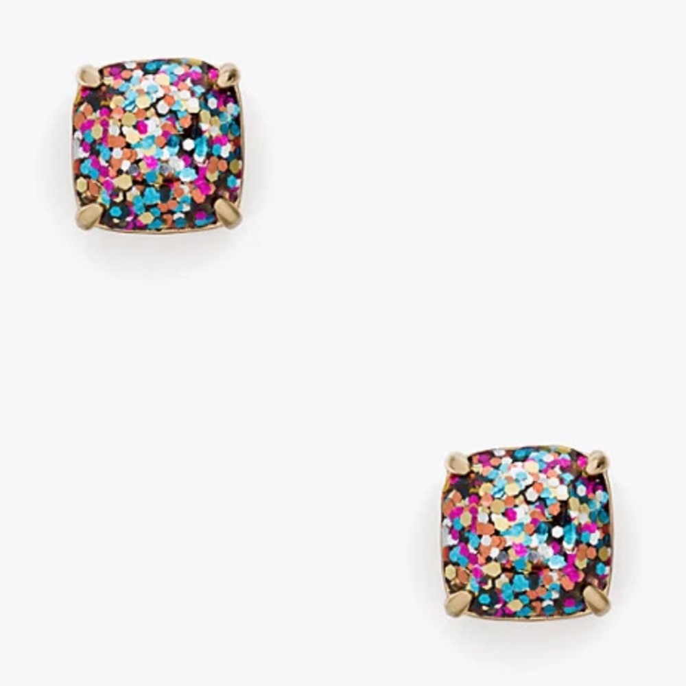 Kate Spade Multi Color Glitter Square Stud Earrings